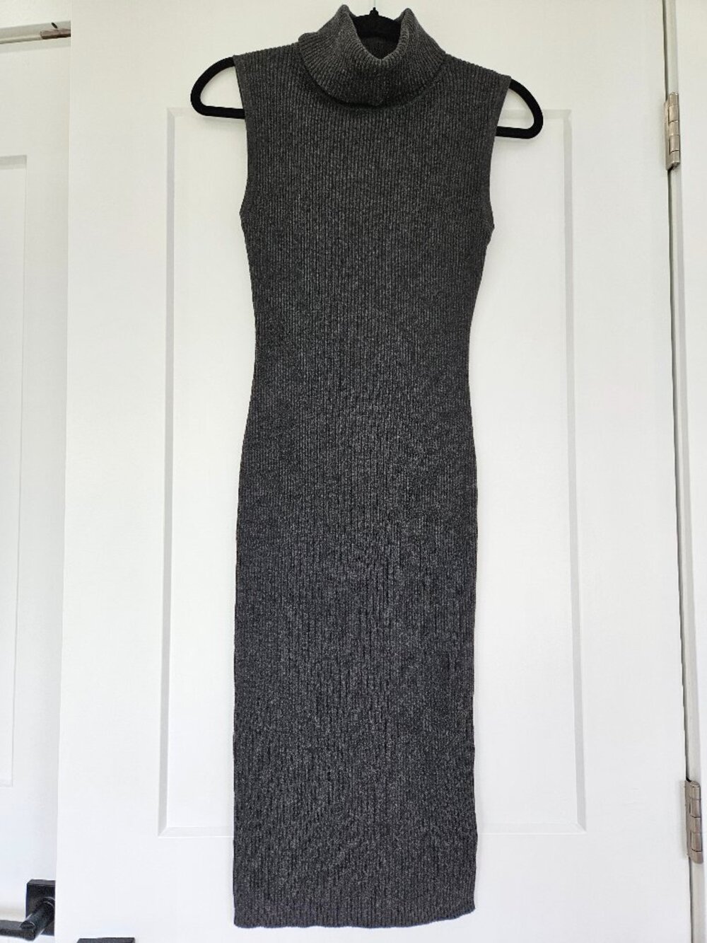 Grey sleeveless turtleneck maxi dress
